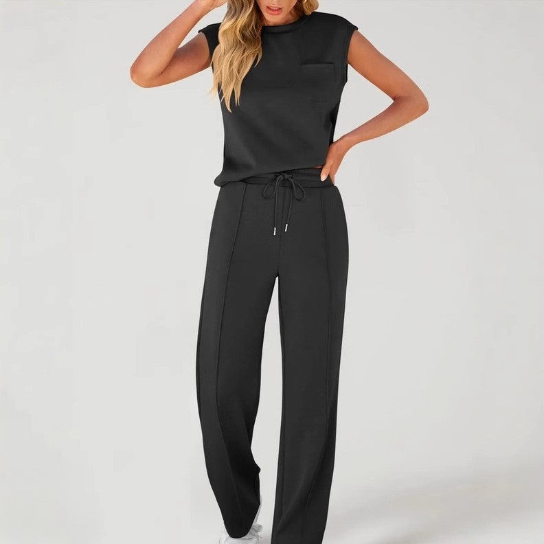 VVZ Women's Solid Tank Top & Drawstring Waist Pants Two-piece Set