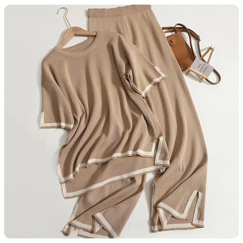 VVZ Soft, Stretchy Knit Top and Wide-Leg Pants