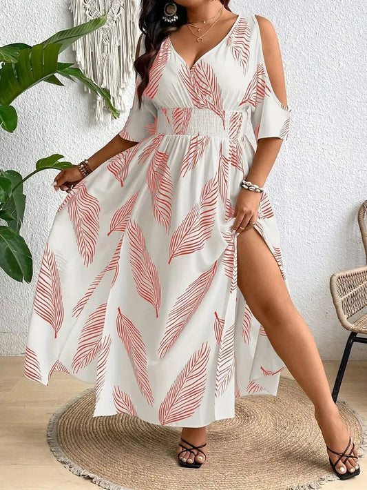 VVZ All Over Print Split Hem Dress