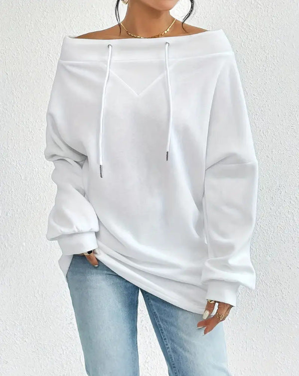 VVZ Women's Casual One Shoulder Oversized Sweatshirt