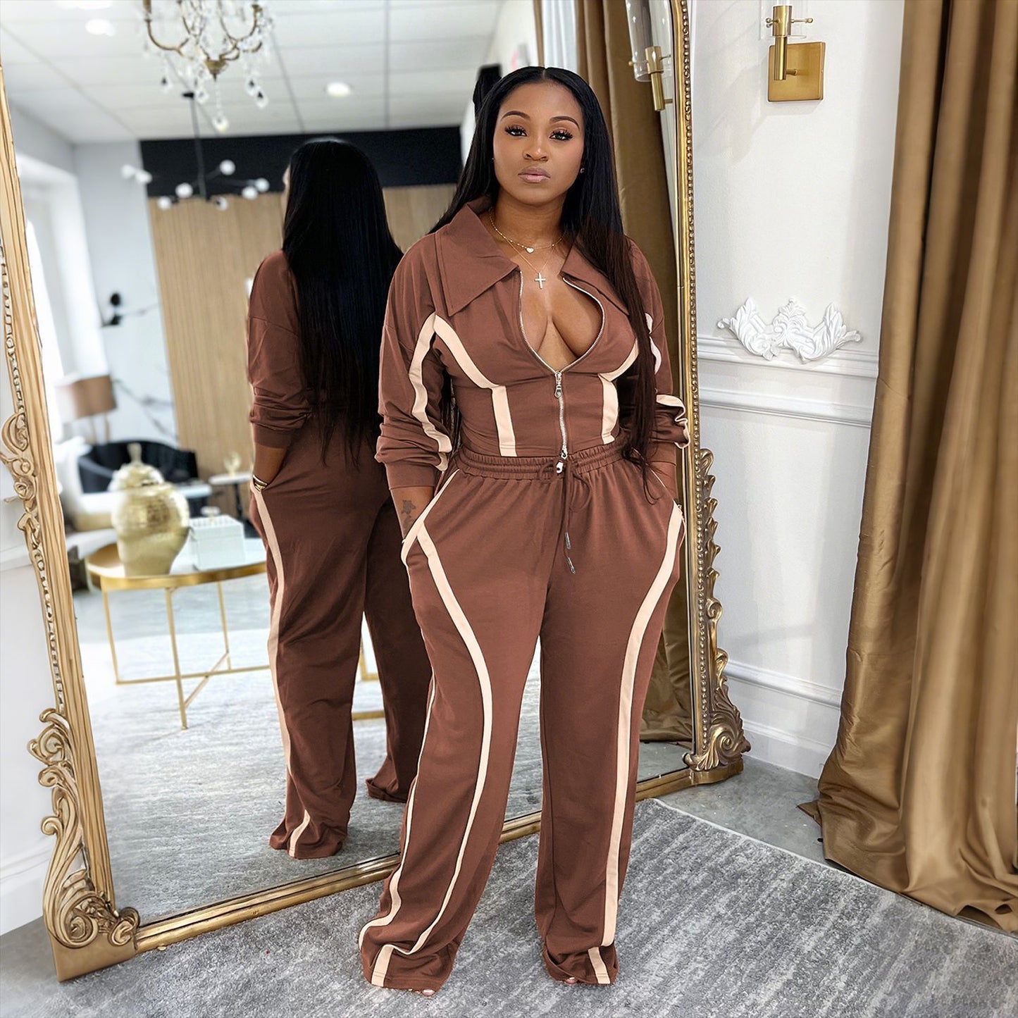 VVZ Street Style Women's Two-Piece Sports Set