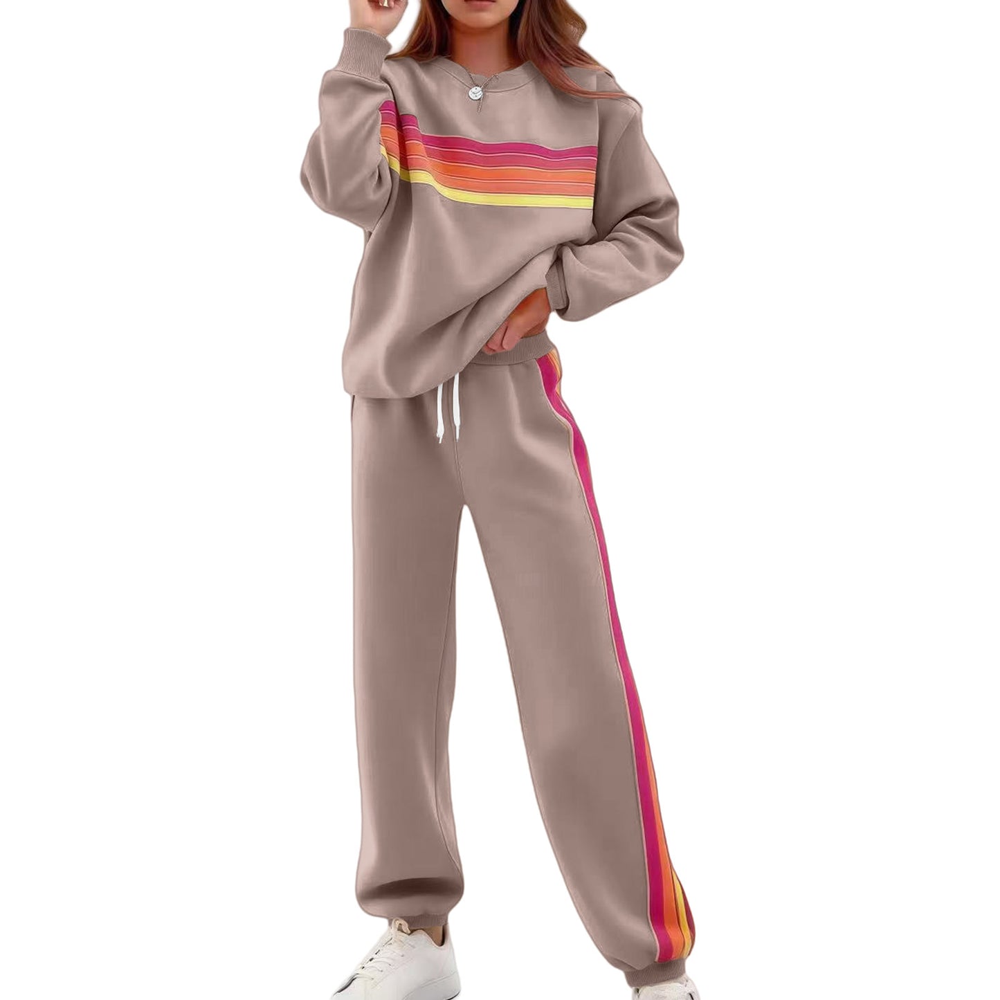 VVZ Rainbow Stripe Hoodie Set