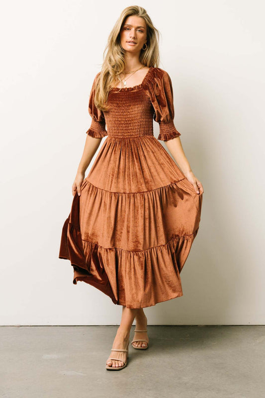 VVZ Square Neck Bubble Sleeve A-Line Midi Dress