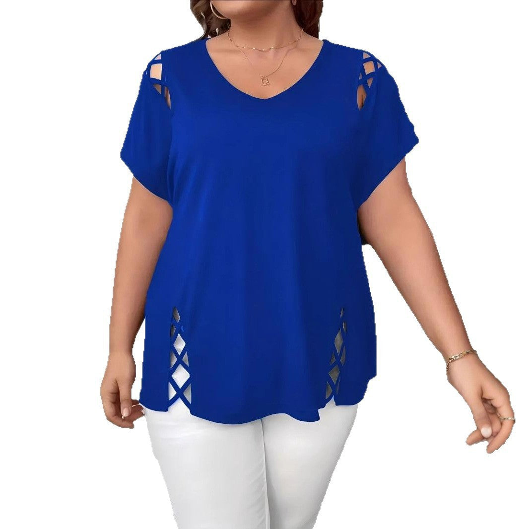 VVZ Plus-Size Short-Sleeve Off-Shoulder T-Shirt