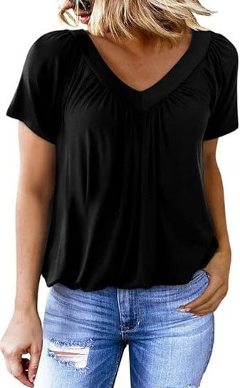 VVZ Women's Casual Summer Short Sleeve V Neck Tops T-shirts