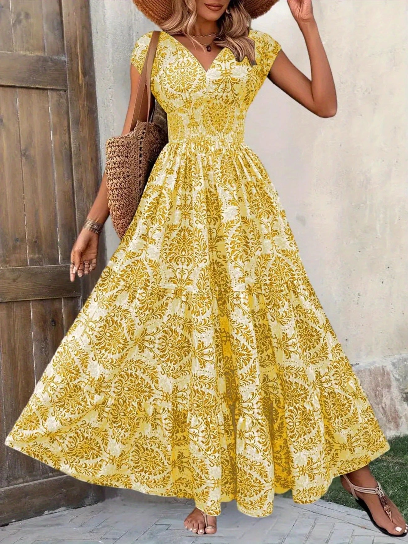 VVZ Women's All-Over Print Pleated Dress