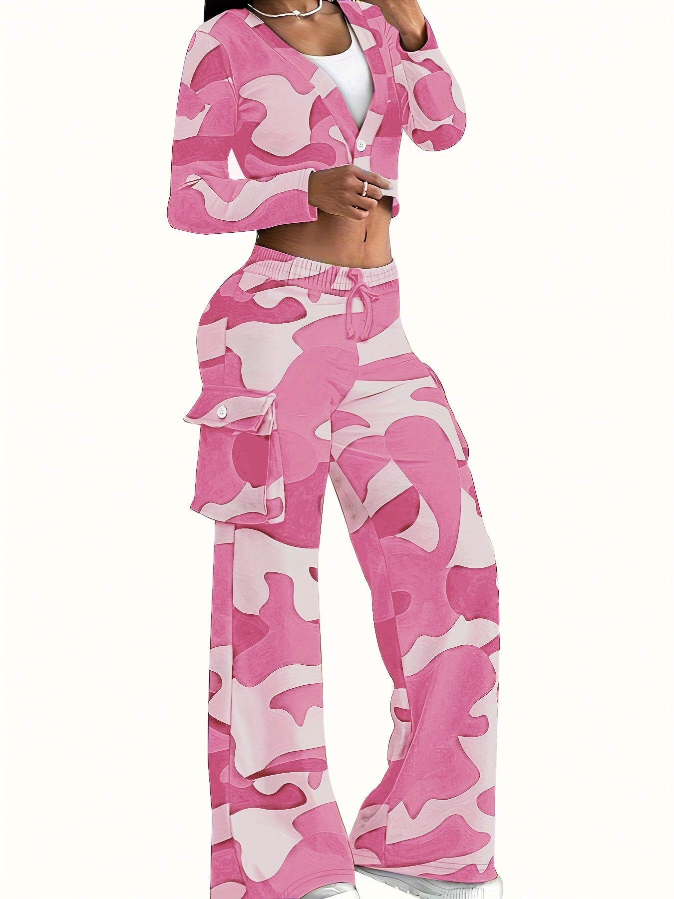 VVZ Women's Fashion Camo Print Two-Piece Set