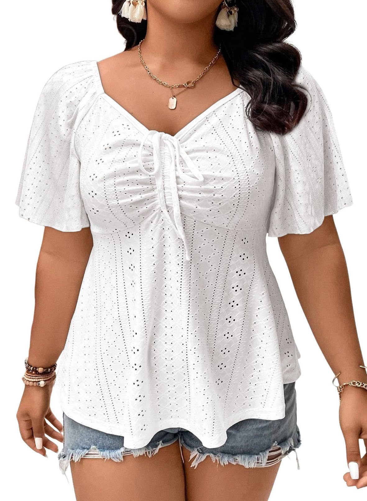 VVZ Summer Loose Shirt with Ruffled Hem