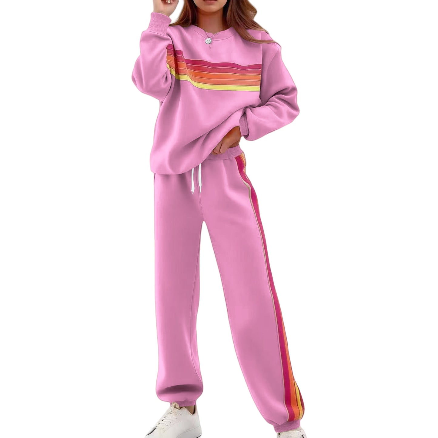 VVZ Rainbow Stripe Hoodie Set