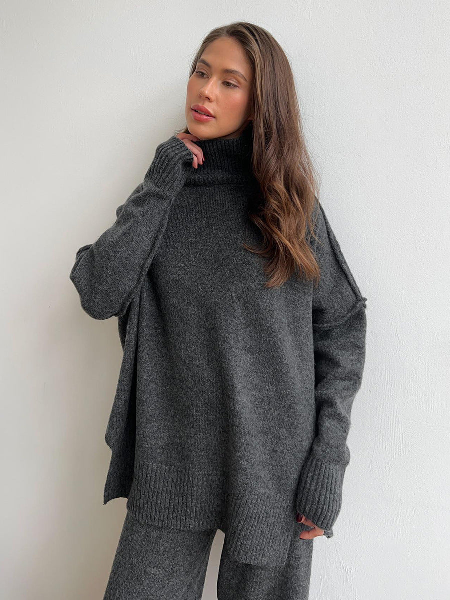 VVZ Lazy Thickened Knit Pants Suit Loose