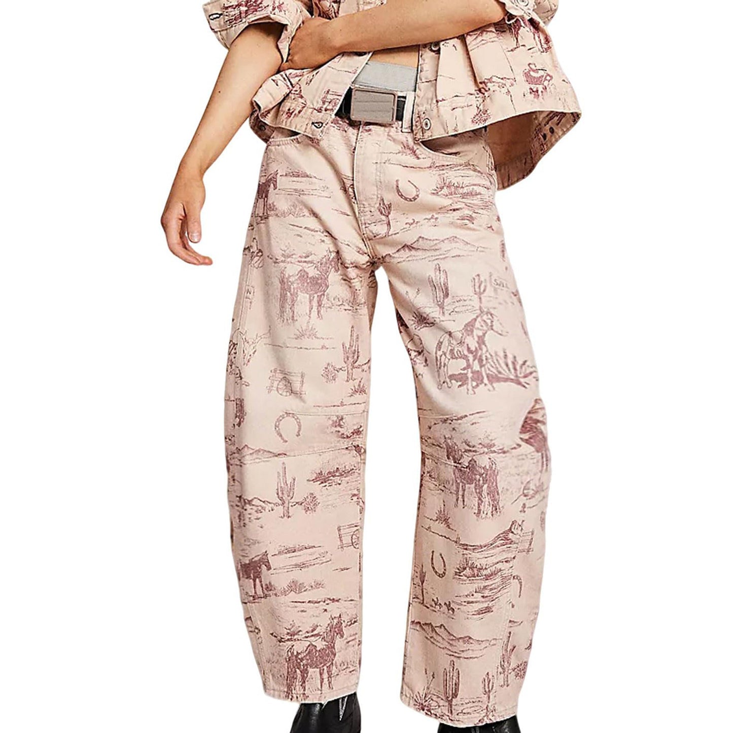 VVZ Women's Printed Wide-Leg Jeans