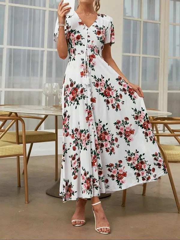 VVZ Women's Floral Front-Button Dress