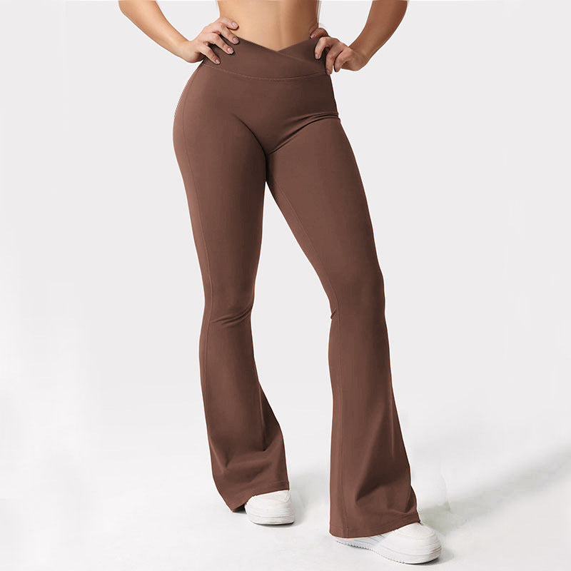 VVZ Womens Wide Leg Crossover High Waisted Yoga Pants