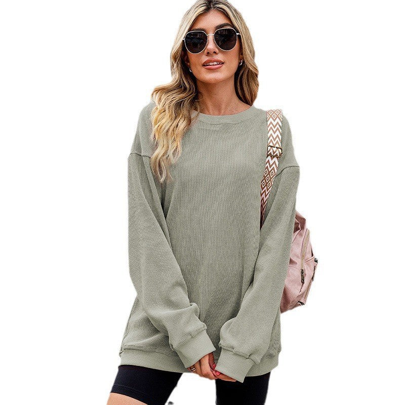 VVZ Long Sleeve Crew Neck Casual Soft Pullover Tops Shirts