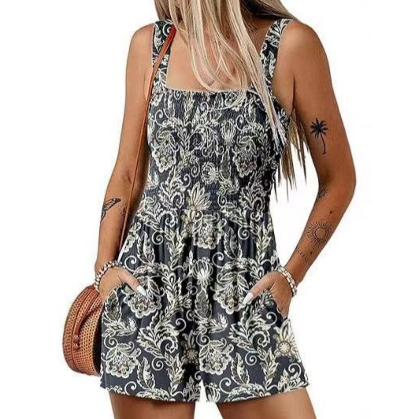 VVZ Casual Loose-Fit Cropped Overalls