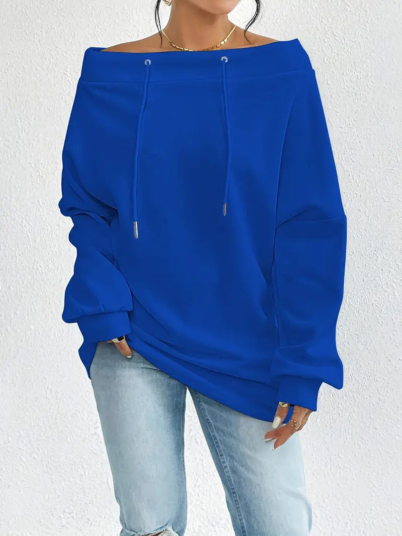 VVZ Women's Casual One Shoulder Oversized Sweatshirt