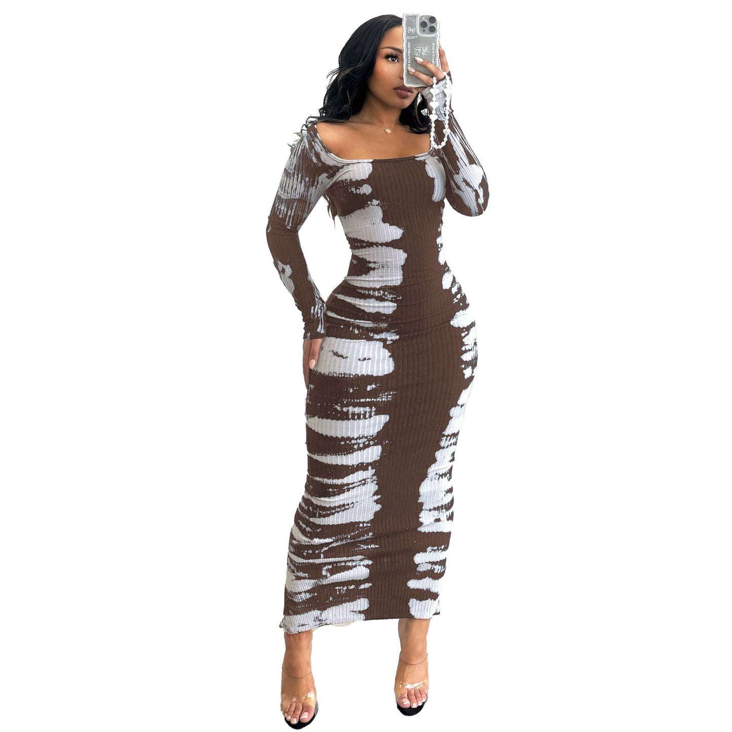 VVZ Women's U-Neck Ribbed Dress
