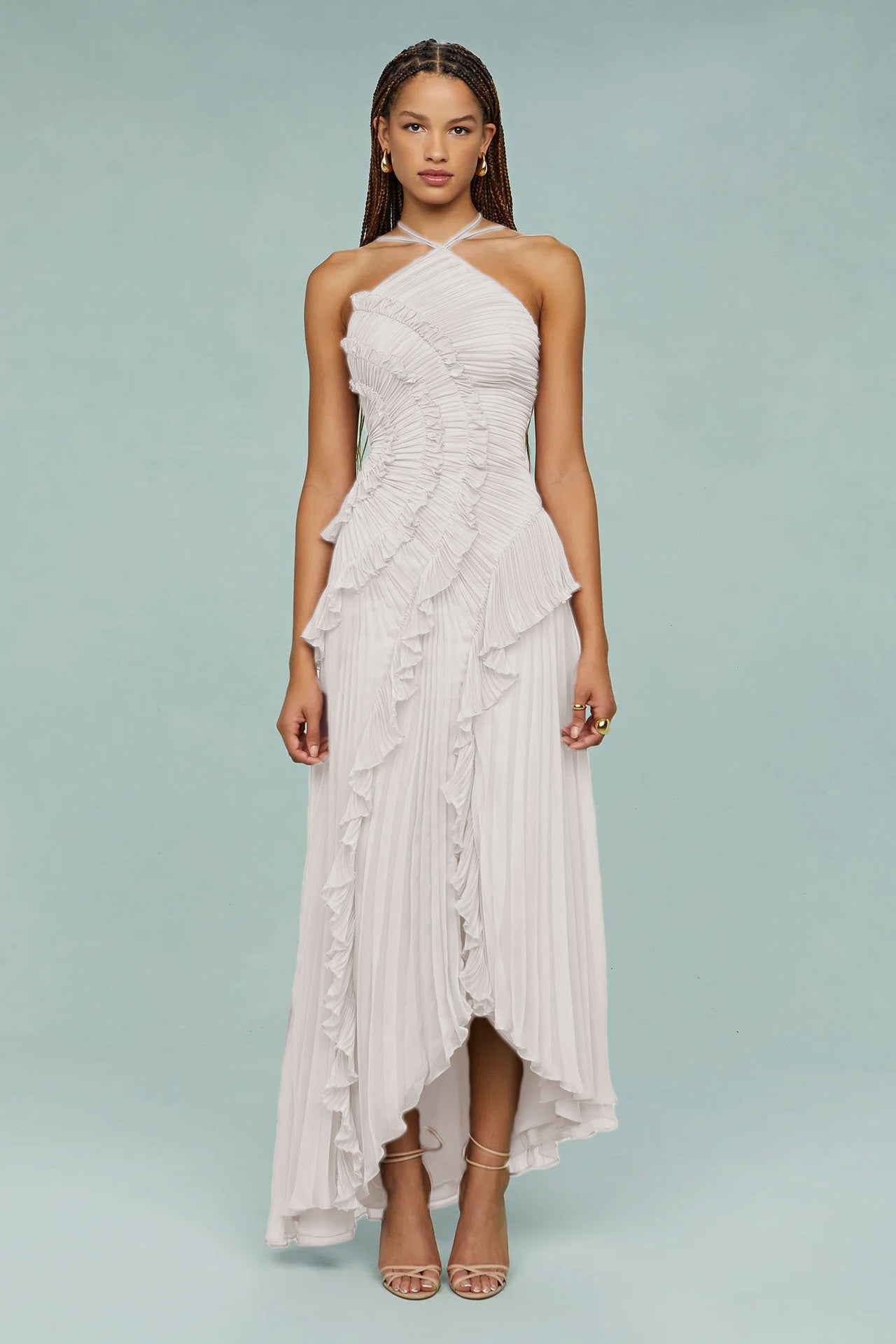 VVZ Women's Sexy Ruffle Halter Dress