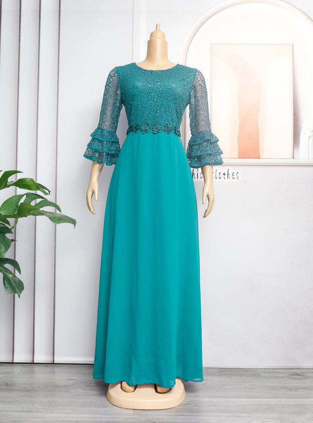 VVZ Heavily Embellished Lace and Chiffon Dress