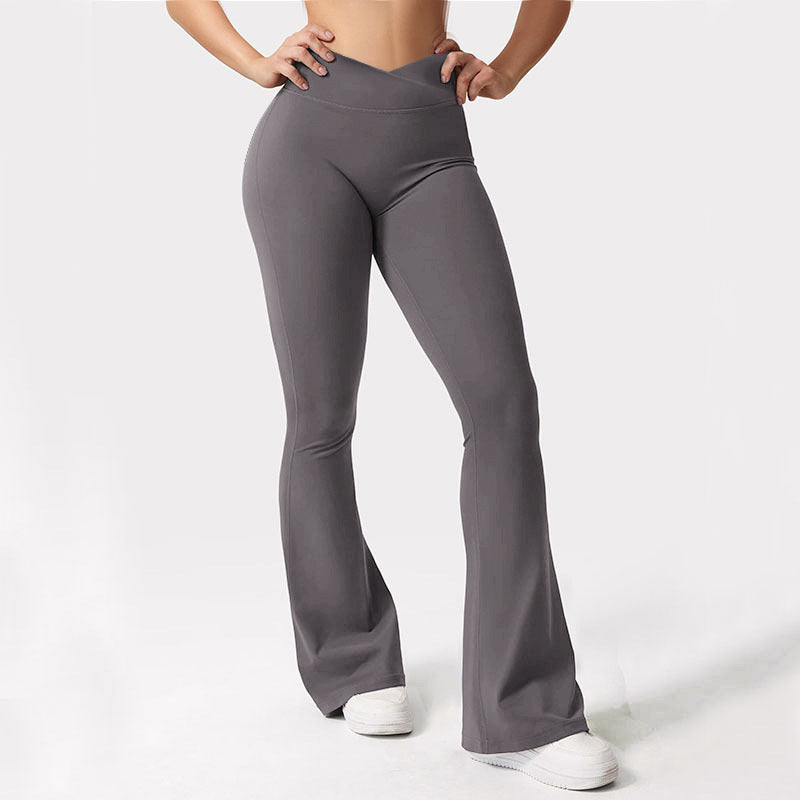 VVZ Womens Wide Leg Crossover High Waisted Yoga Pants