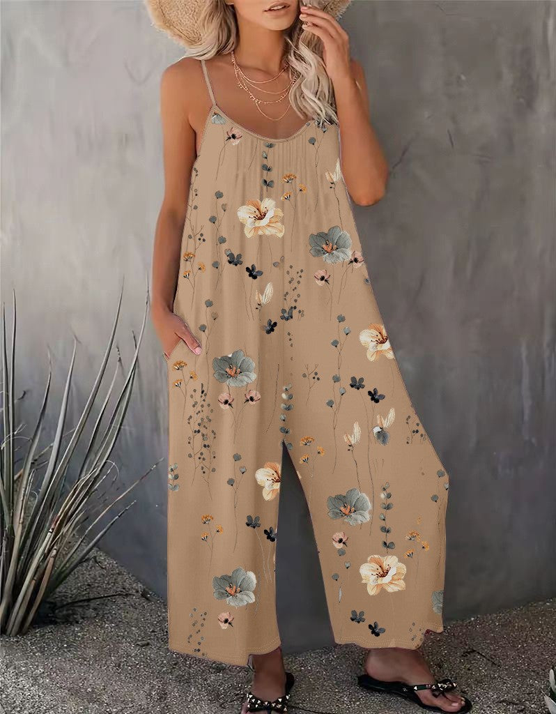 VVZ Comfortable, Loose-Fitting Floral Jumpsuit