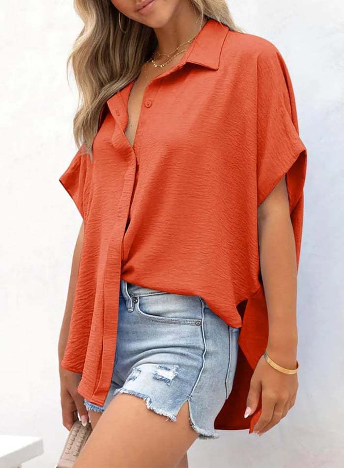 VVZ Solid Short Sleeve Blouses