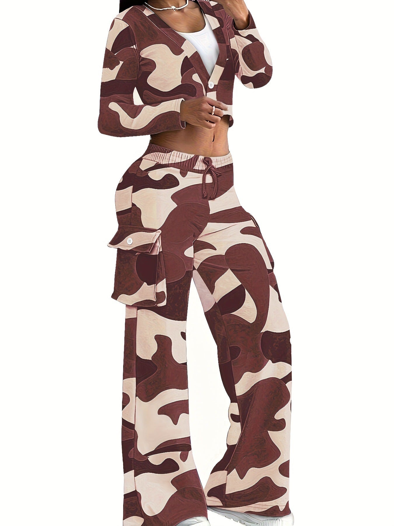 VVZ Women's Fashion Camo Print Two-Piece Set
