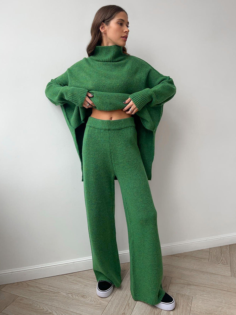 VVZ Lazy Thickened Knit Pants Suit Loose