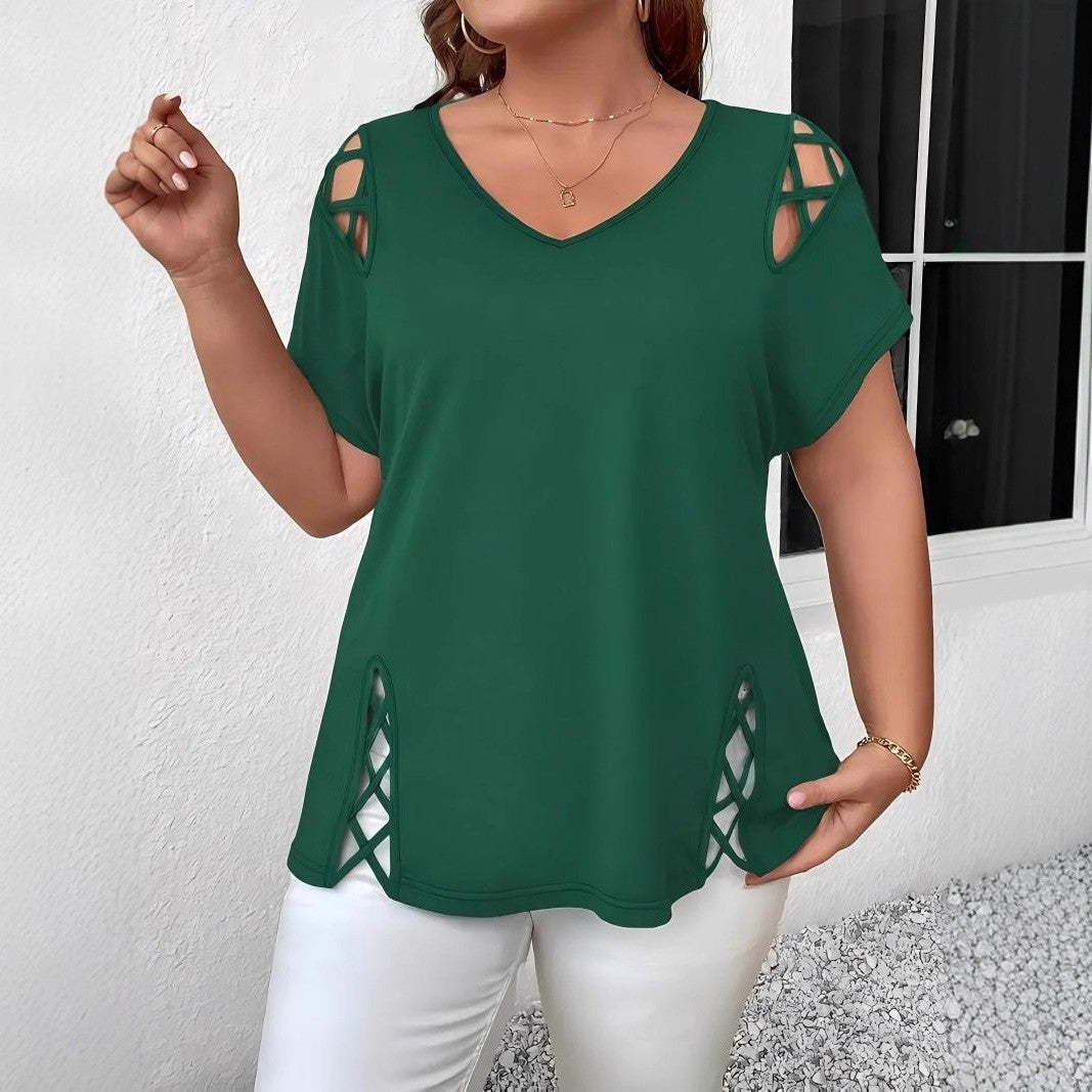 VVZ Plus-Size Short-Sleeve Off-Shoulder T-Shirt