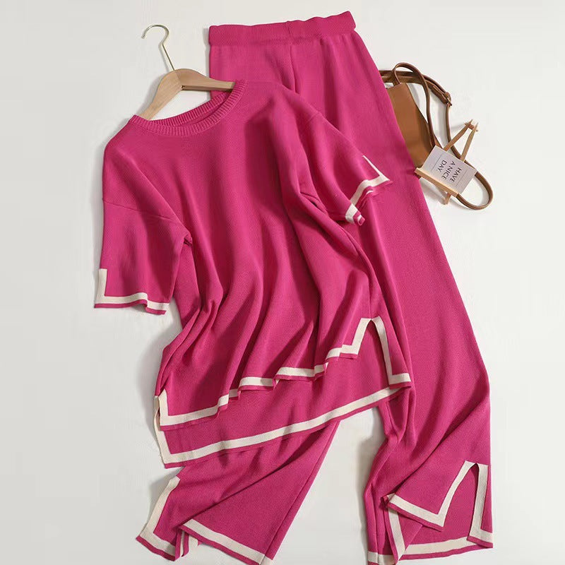 VVZ Soft, Stretchy Knit Top and Wide-Leg Pants