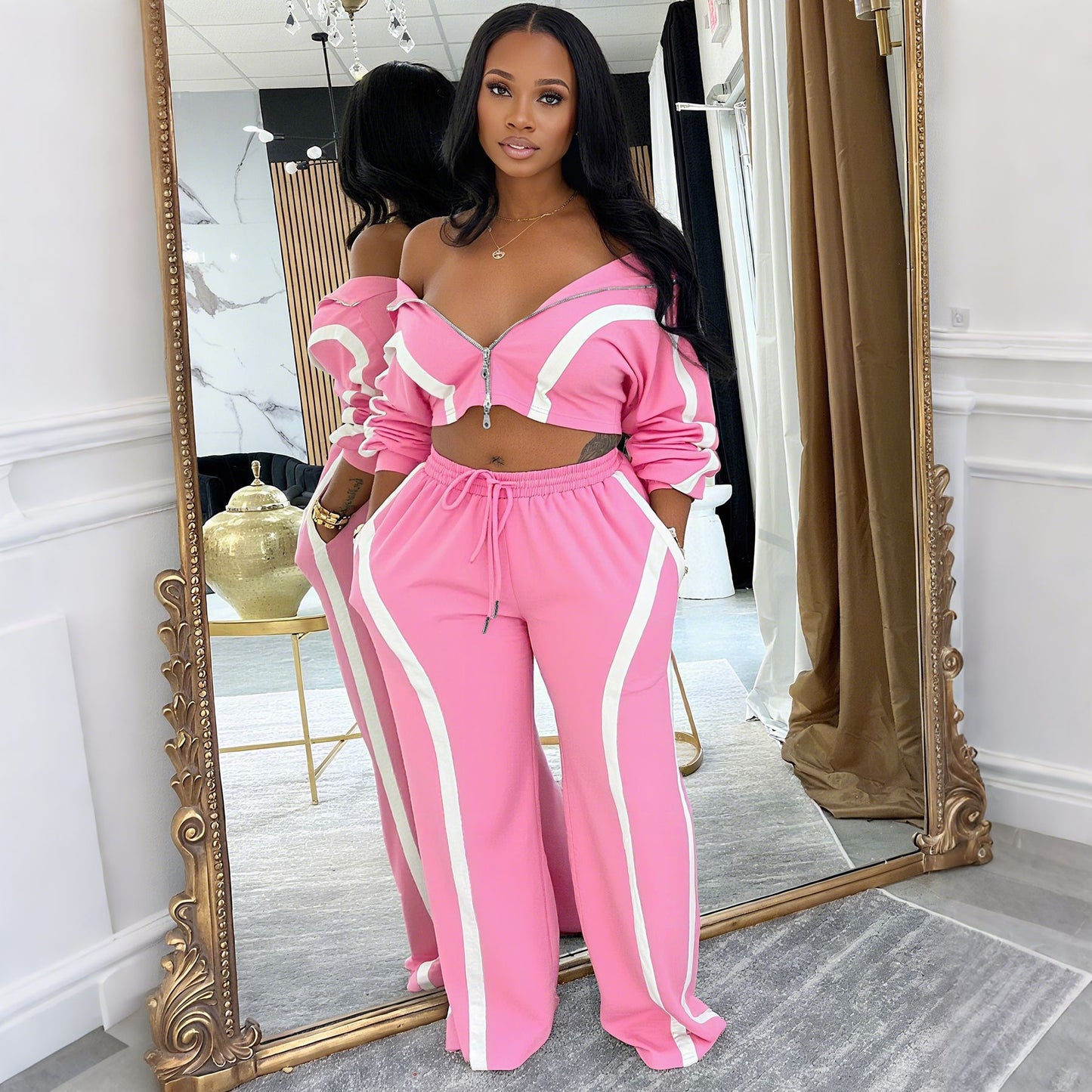 VVZ Street Style Women's Two-Piece Sports Set