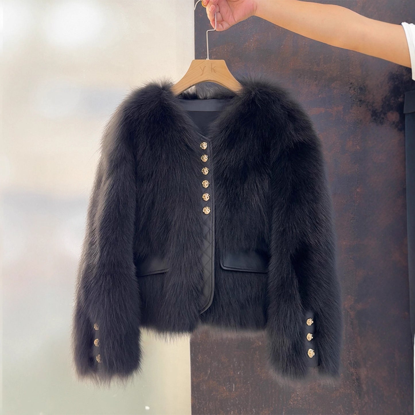VVZ women's faux fur coat, short length autumn/winter jacket