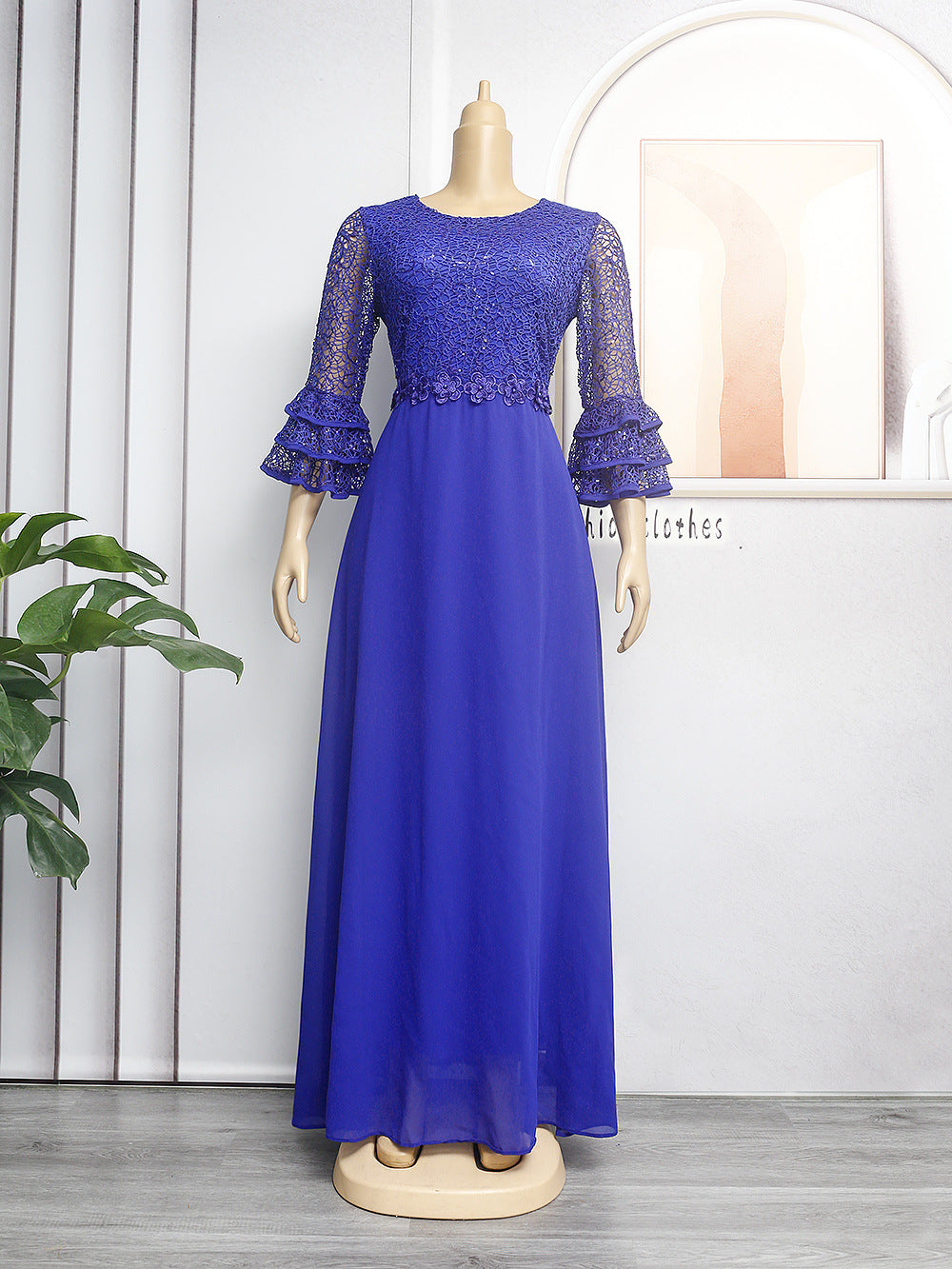 VVZ Heavily Embellished Lace and Chiffon Dress