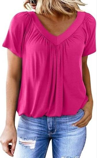 VVZ Women's Casual Summer Short Sleeve V Neck Tops T-shirts