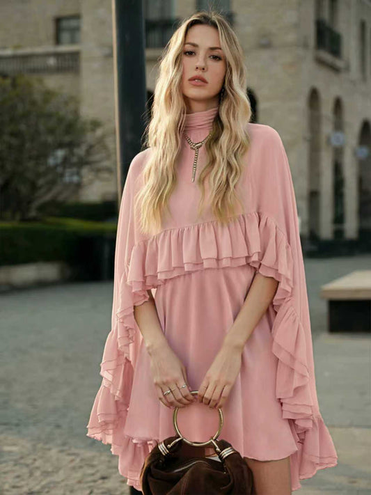 VVZ Semi-Sheer Chiffon Ruffled Dress