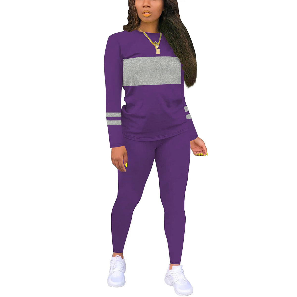 VVZ Women's Colorblock Round Neck Tee & Plain Skinny Pants