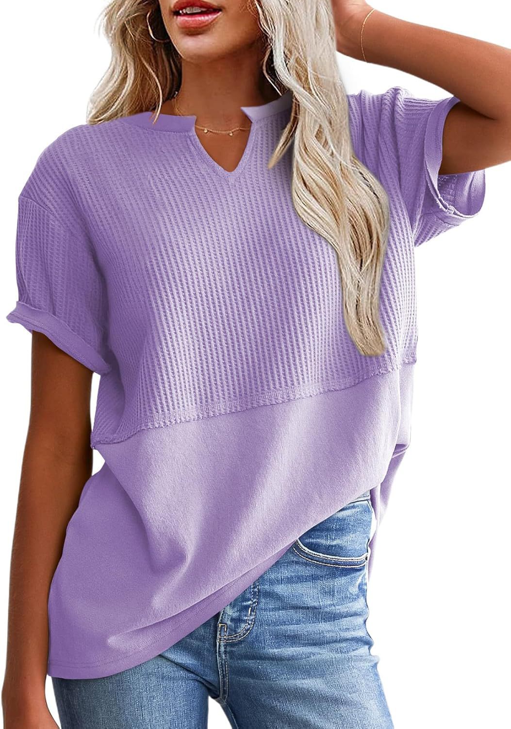 VVZ Cozy Oversized Waffle Knit V-Neck Top