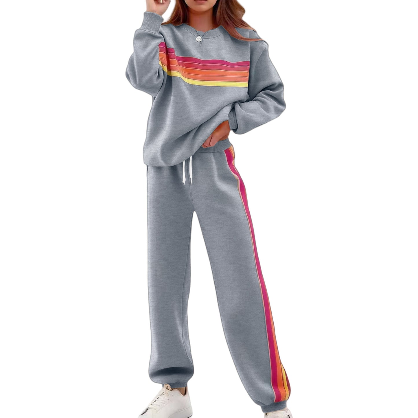 VVZ Rainbow Stripe Hoodie Set
