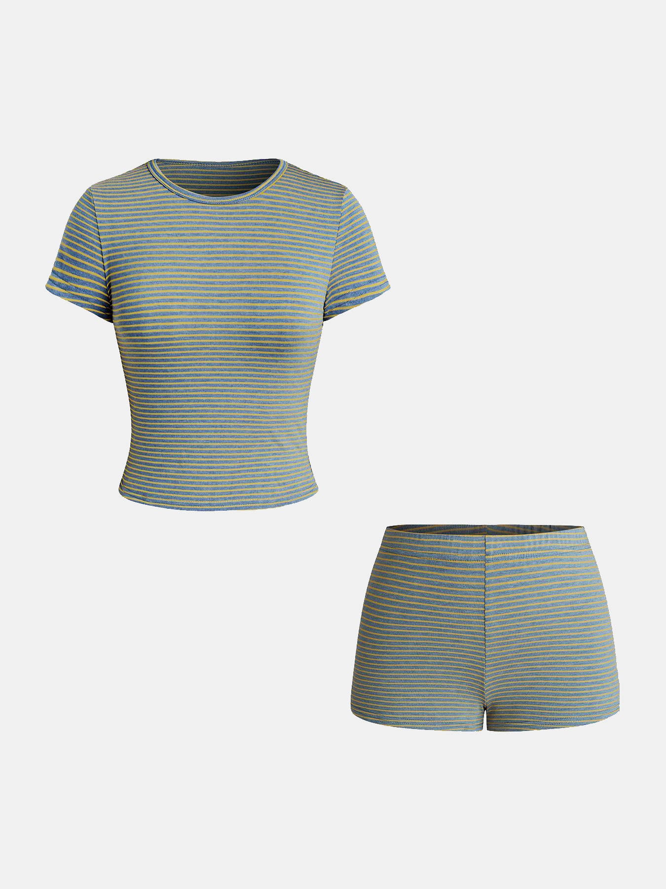 VVZ Two-piece Set Women's Striped Print Crop Tee