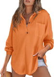 VVZ Women's Oversized Henley Waffle Shirts