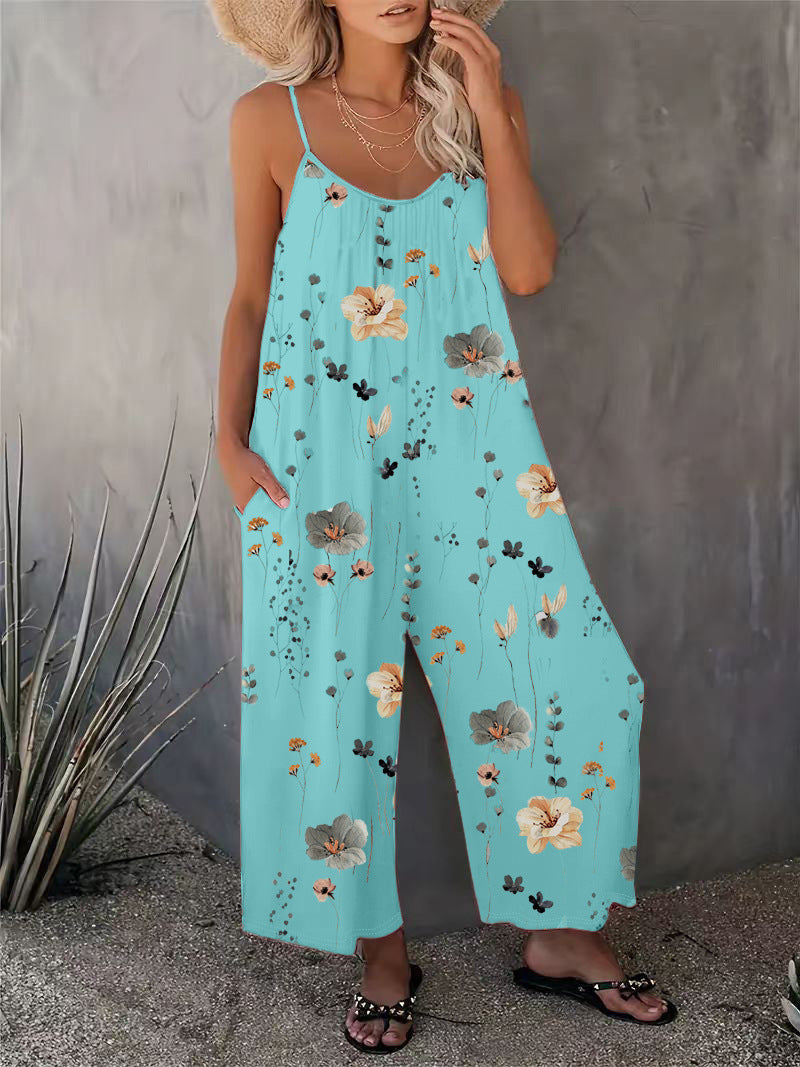 VVZ Comfortable, Loose-Fitting Floral Jumpsuit