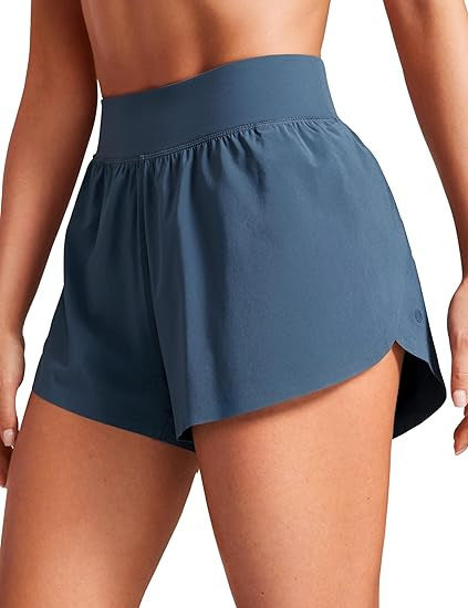 VVZ Women's High-Waisted Dolphin-Hem Athletic Running Shorts
