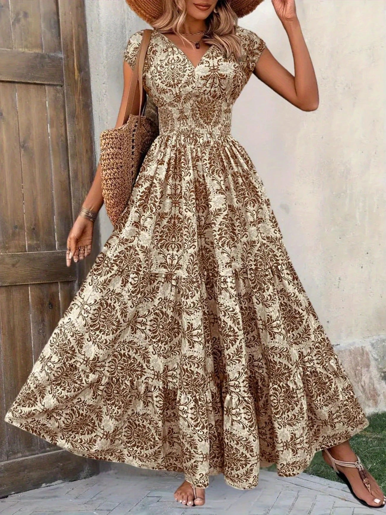VVZ Women's All-Over Print Pleated Dress