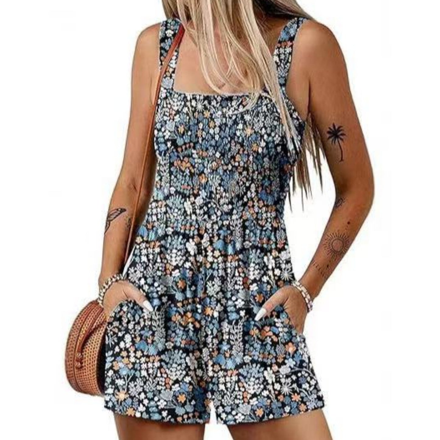 VVZ Casual Loose-Fit Cropped Overalls