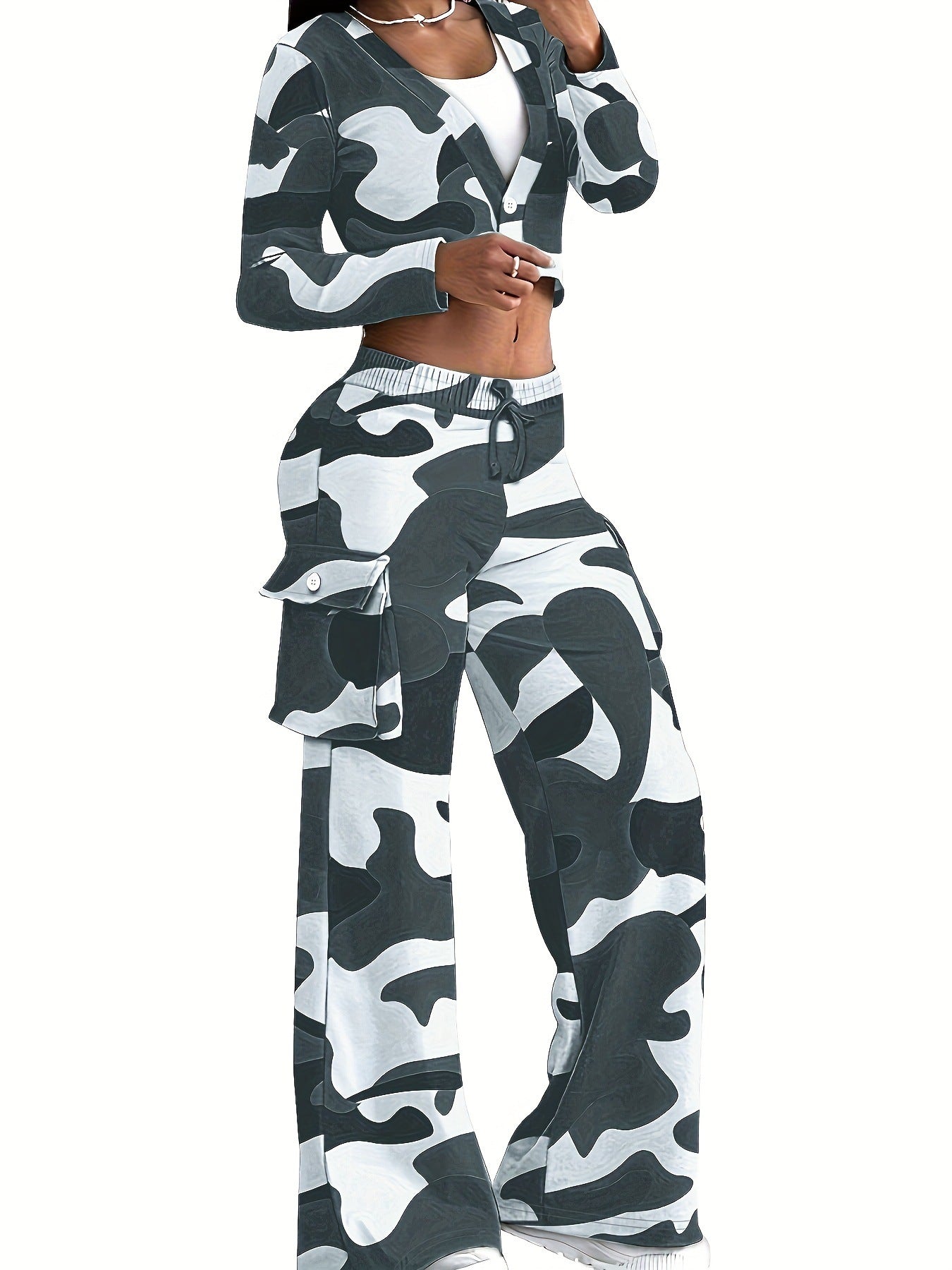 VVZ Women's Fashion Camo Print Two-Piece Set