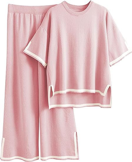 VVZ Soft, Stretchy Knit Top and Wide-Leg Pants