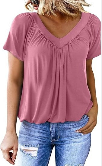 VVZ Women's Casual Summer Short Sleeve V Neck Tops T-shirts