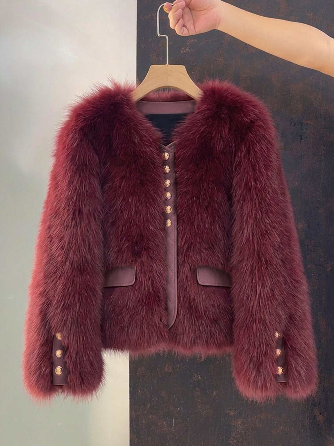 VVZ women's faux fur coat, short length autumn/winter jacket