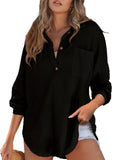 VVZ Women's Oversized Henley Waffle Shirts