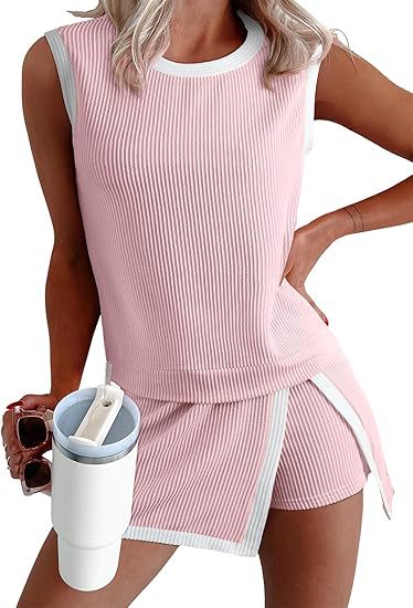 VVZ Women's Sleeveless Knit Top & Split Lined Skirt Two Pieces